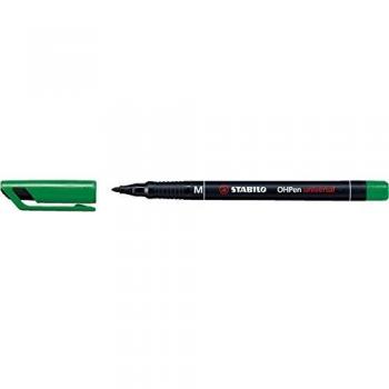 STABILO OHPen Universal - Marcador Permanente Verde, Punta Media 1mm, Paquete de 10 - Modelo 843/36