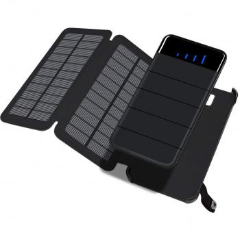 ADDTOP Cargador Solar 10000 mAh, Desmontable Plegable 2 Paneles solares Solar batería Externa portátil Power Bank con Dual USB para iPhone, iPad, teléfonos Android, Tablet, cámara, GPS etc.