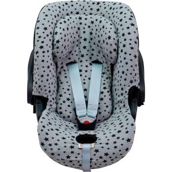 Jyoko Funda para Silla de Coche Compatible con Cybex Cloud Q-Aton M - Color Black Star, Material Resistente, Diseño Ajustado y Protección contra Manchas