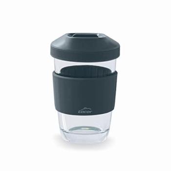Vaso de Vidrio Borosilicato Reutilizable con Tapa Antideslizante - 280ml