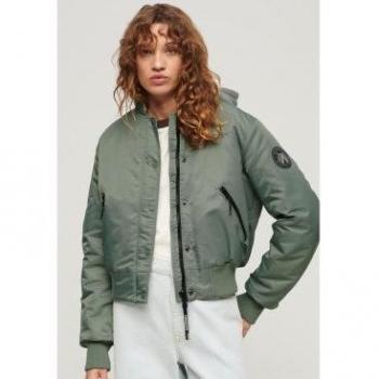 Superdry Women's Laurel Khaki Hooded Bomber Jacket M