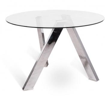 Mesa Fija de Vidrio Templado Transparente 120x75h cm con Patas Cromadas Gris