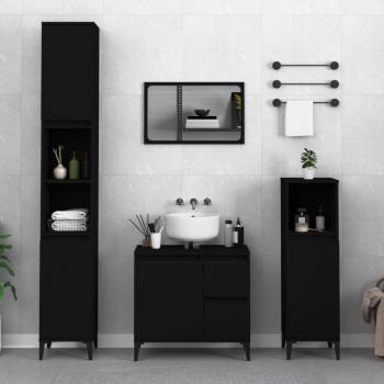 Juego de muebles de baño 3 piezas de madera contrachapada negra multicapa