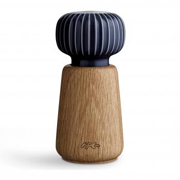 Molinillo de sal y pimienta Hak Kähler Hammershoi de madera y cabezal de porcelana, molinillo de especias moderno para tornear con diseño de ranura, índigo, 14,5 cm, 1 pieza