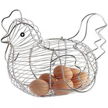 Dcasa - Huevera de gallina clásica plateada de metal para cocina Basic