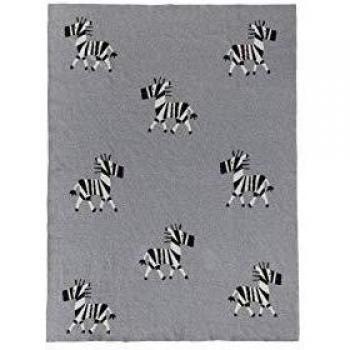 Happy Decor Kids -Manta Bebe Zebra 100% Algodón Natural -Gris- 90 x 120 cm