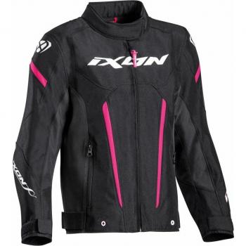 Ixon Chaqueta de Moto Niño Striker Negro-Fúcsia, chaqueta textil para motocicleta, color negro y rosa, diseñada para niños de 6 años
