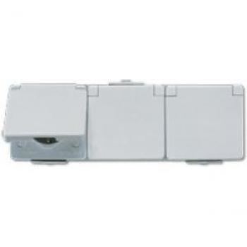 Toma de Corriente Triple Schuko® 16A 250V IP44 Horizontal WG600 623W