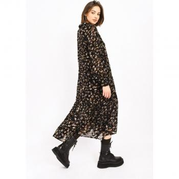 Vestido de manga larga con estampado y volante