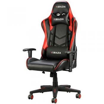 Hbada Silla de Juego Silla de Escritorio Silla de Oficina Silla ejecutiva Silla giratoria ergonómica Silla para computadora imitación de Cuero con reposacabezas y cojín de Cuero