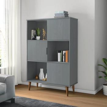 Librería MOLDE gris y marrón 90x35x133,5 cm madera maciza de pino
