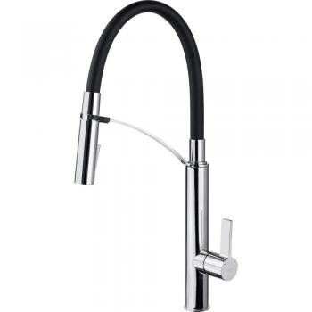 Grifo Mezclador de Cocina Quadron Jodie Q Line Slim SteelQ, 360°, Función QFix, Negro, Altura 35.5 cm, Cabezal Cerámico