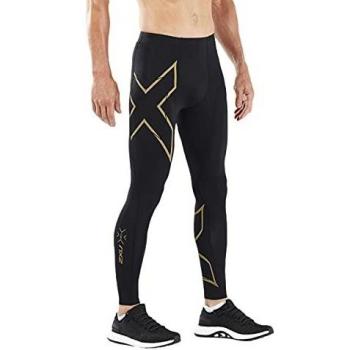 2XU Light Speed Compression Tights, Black/Gold Reflective, Male, Size L