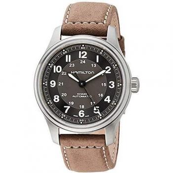 Reloj de hombre automático Hamilton Khaki Field de titanio H70545550 con correa de piel