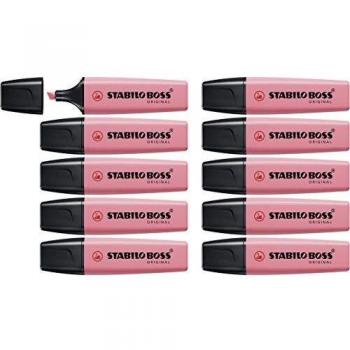 Marcador STABILO BOSS ORIGINAL Pastel - Caja con 10 unidades - Color rosa
