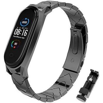 SenMore Compatible Correa Mi Band 4 Mi Band 3 Correas Metal, Pulsera de Acero Inoxidable Agradable para Mi Band 3 Correa and Mi Band 4 Correa