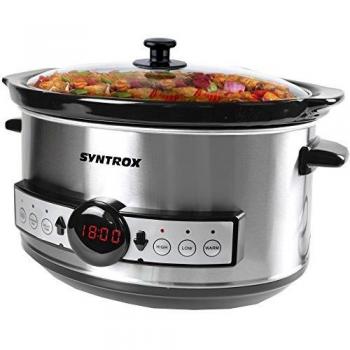 Syntrox Germany – 3,5 l Digital LED Acero inoxidable Slow Cooker con temporizador y función de mantenimiento en caliente
