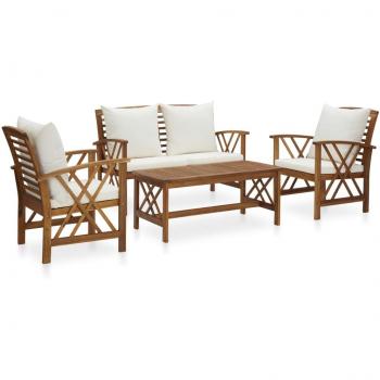 4 Piece Acacia Wood Garden Lounge Set with Cushions