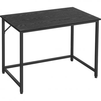 Mesa de escritorio industrial Songmics - Vasagle, colores: greige, marrón avellana y marrón miel, estructura de acero negro, carga máxima 50 kg, dimensiones 100x50x75 cm