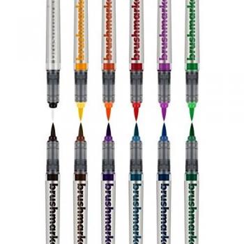 Set de Rotuladores Karin Brushmarker Pro - 12 Piezas en Colores Básicos con Blender