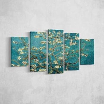 Impresión sobre Lienzo Flores 2, Poliéster Multicolor, 100x3x60 cm, con Marco de Madera