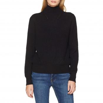 Noisy May Nmsati L/s High Neck Hole Knit Noos, suéter para Mujer, Negro Black, 40