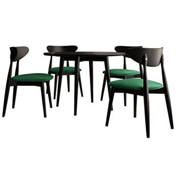 Conjunto de comedor Racine 124, Negro, 76cm de altura, diámetro: 100cm, para 4 personas