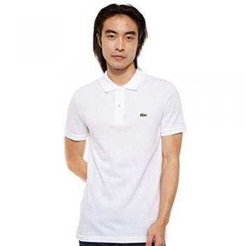 Lacoste Slim Fit White Piqué Polo Shirt for Men - 4XL
