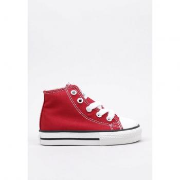 Zapatillas de lona abotinadas para niños Victoria TRIBU BOTIN LONA, puntera de goma, color rojo