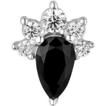 Piercing Earcandy Loida de Plata Bañado en Rodio con Circonitas Blancas y Negras