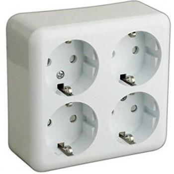 ElectroDH Base Multiple 4 Enchufes Cuadrada Superficie Blanco