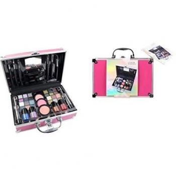 Maletín de Maquillaje Bon Voyage Travel Pink - The Color Workshop - Un Kit de Maquillaje Profesional Completo en un Gran Maletín Rosa Plateado con Espejo Incluido para Llevar Siempre Contigo