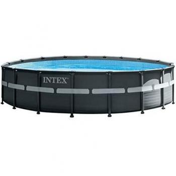 Piscina Desmontable Redonda Intex Ultra XTR Frame 26330 con Depuradora de Arena, Gris Oscuro, Ø549x132 cm