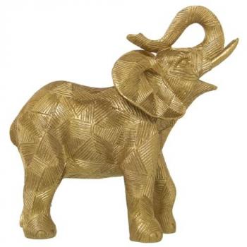 Figura Decorativa Elefante Dorado Plástico 12 x 25 x 26 cm