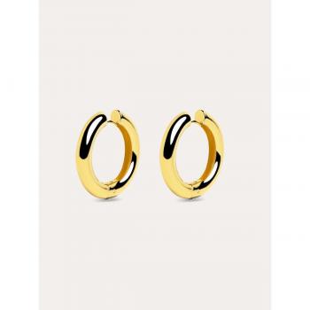 Pendientes Singularu Aro Carmen XL - Elegantes pendientes de aro en latón bañado en oro de 18 Kt con cierre Congo - Joyas exclusivas para mujer - Hecho a mano en España