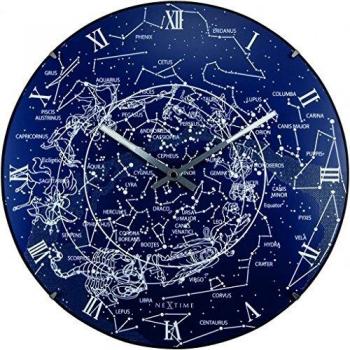NeXtime Reloj de pared MILKY WAY DOME, muy silencioso, brillante en la oscuridad, redondo, ø 35 cm