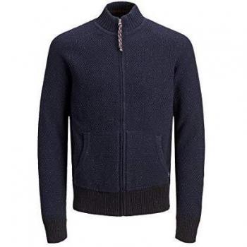 Maglia Jack & Jones Jordy Uomo BLU Cardigan a Collo Alto con Zip 12141694