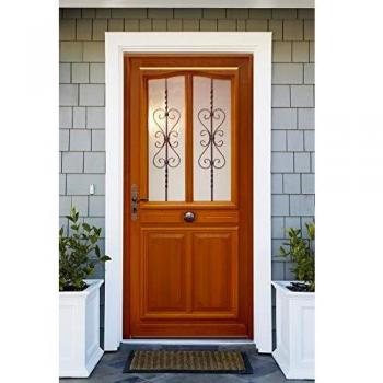 Puerta de entrada de madera modelo 'Carole' 200x80 con vidrio, empuje izquierdo, sin manilla