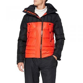 Superdry Super Canadian SKI Down Puffer Chaqueta, Hombre, Negro/Naranja, Extra-Small
