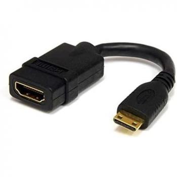 StarTech.com 5-Inch High Speed HDMI to Mini HDMI Adapter Cable - F/M, 4K 30Hz UHD, HDMI 1.4, Gold-Plated Connectors, Black