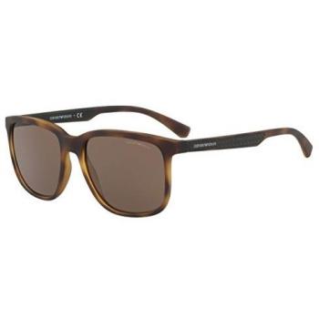 EMPORIO ARMANI Men's 0EA4104 559473 57 Sunglasses, Havana Rubber/Brown