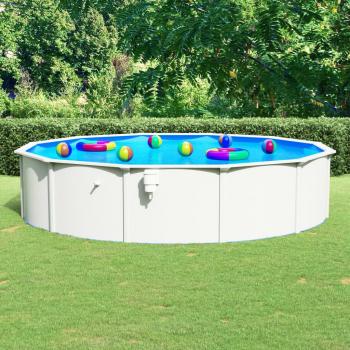 Piscina Redonda con Paredes de Acero 550x120 cm Blanca