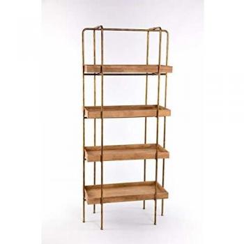 Estantería Madera Hierro Industrial Dorado y Marrón 80.5 x 40 x182