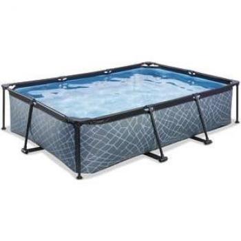 Piscina Stone rectangular gris con bomba de filtro 300 x 200 x 65 cm