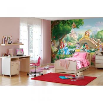 Komar Papel de Pared Princesas de Disney, Palacio y Mascotas, Papel Pintado de Vinilo, Multicolor, 8 Piezas