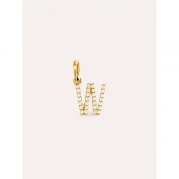 Charm Singularu Letter Spark - Colgante Inicial en Plata de Ley 925 con Acabado Baño de Oro de 18 Kt. - Colgante Letra W