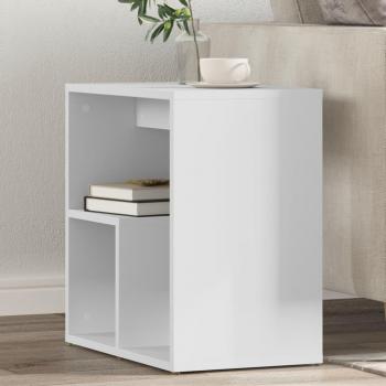 Mesa auxiliar de madera multicapa blanca 50x30x50 cm