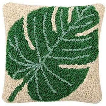 Lorena Canals Monstera Cojín, Algodón, Poliéster, Verde, 38 x 38 x 30 cm