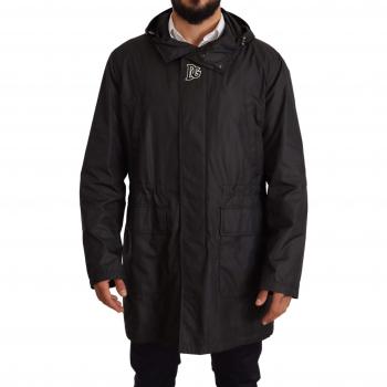 Dolce & Gabbana Black Hooded Mens Trench Coat Jacket - IT44 | XS