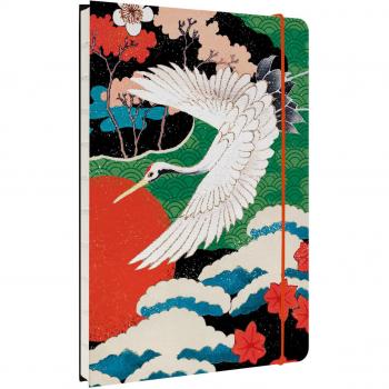 Cuaderno encuadernación artesanal A5 Japanese Crane Kokonote rojo y verde.